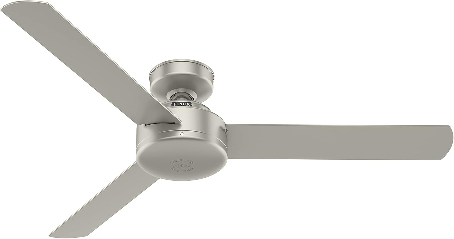 Hunter Fan 52 inch Casual Matte Nickel Indoor Ceiling Fan with 3 Blades, Holiday Gift for Bedroom, Living Room/Family Room, Dining Room, Kitchen, Office (Renewed)