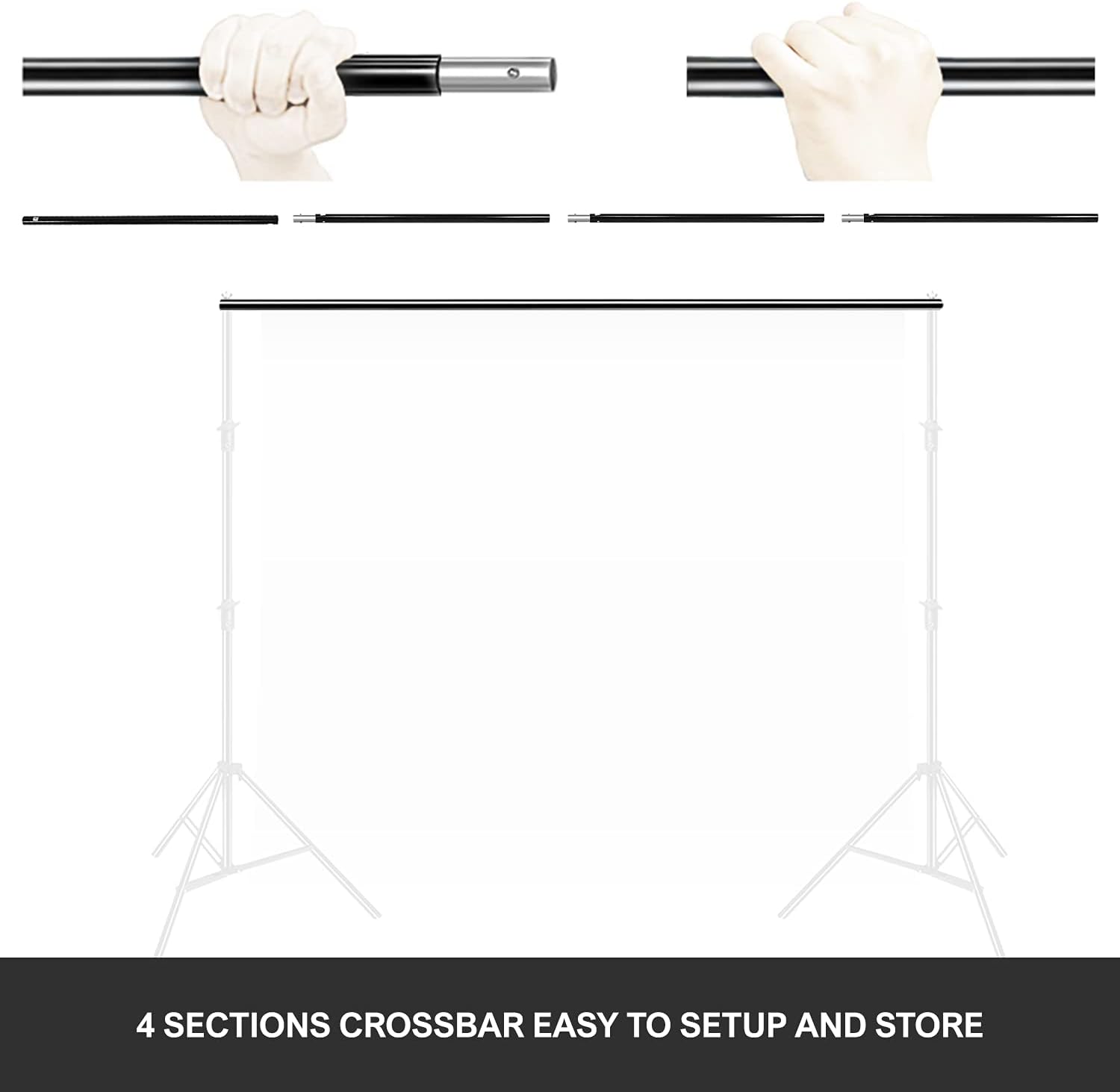 LimoStudio Photo Video Studio 10 ft. Width Adjustable Background Stand Backdrop Support Structure System Kit with Photo Clamp and Sand Bag, Photography Studio, AGG2348V2