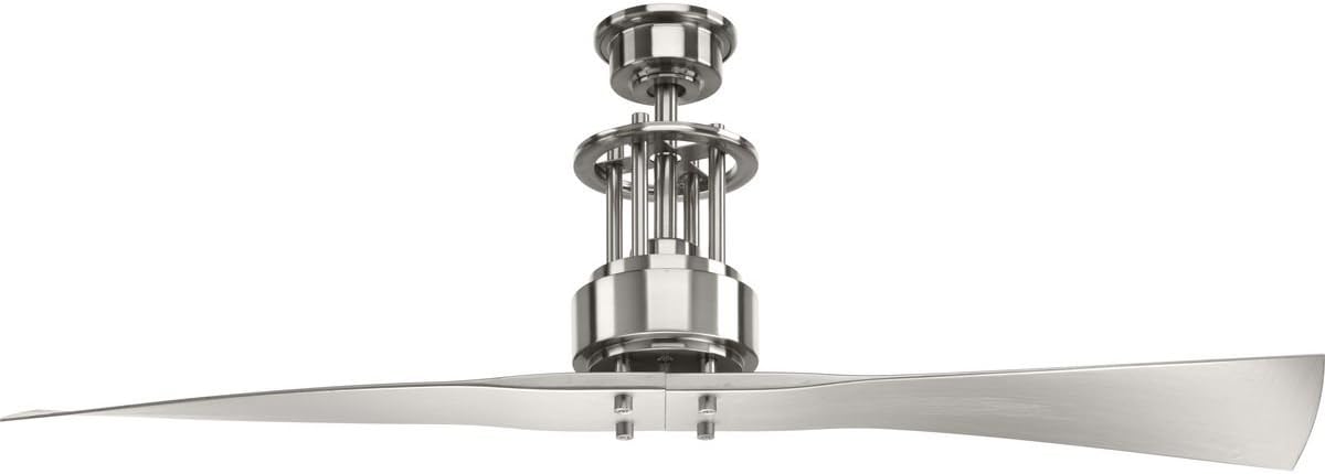 Progress Lighting P2570-09 Protruding Mount, 2 Silver Blades Ceiling fan, Brushed Nickel