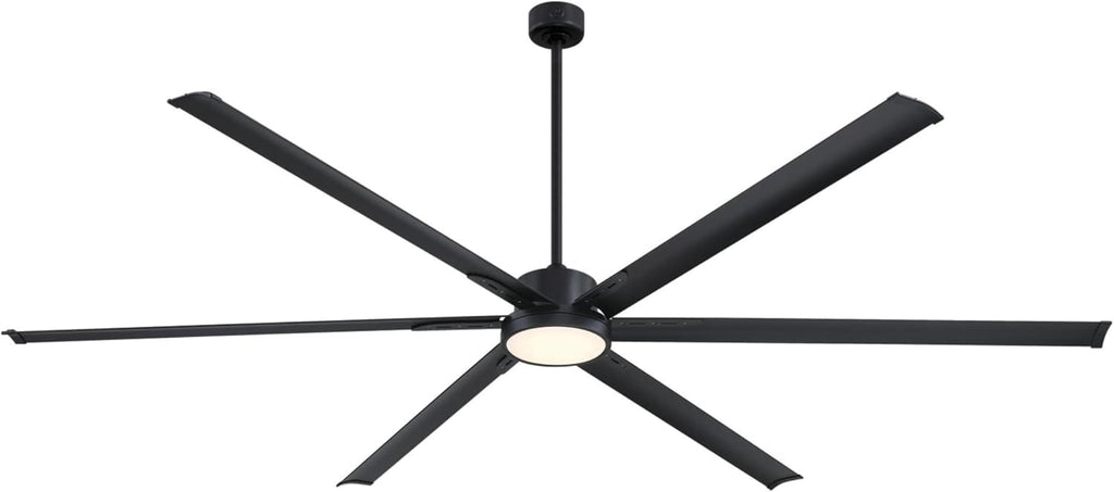 Westinghouse Lighting Adjustable Ceiling Fan with Light, 96-Inch Industrial Indoor/Outdoor Widespan Fan in Matte Black, DC Motor, Dimmable LED with Opal Frosted Glass, Remote Control