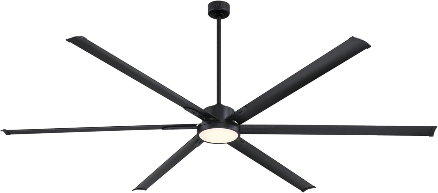 Westinghouse Lighting Adjustable Ceiling Fan with Light, 96-Inch Industrial Indoor/Outdoor Widespan Fan in Matte Black, DC Motor, Dimmable LED with Opal Frosted Glass, Remote Control