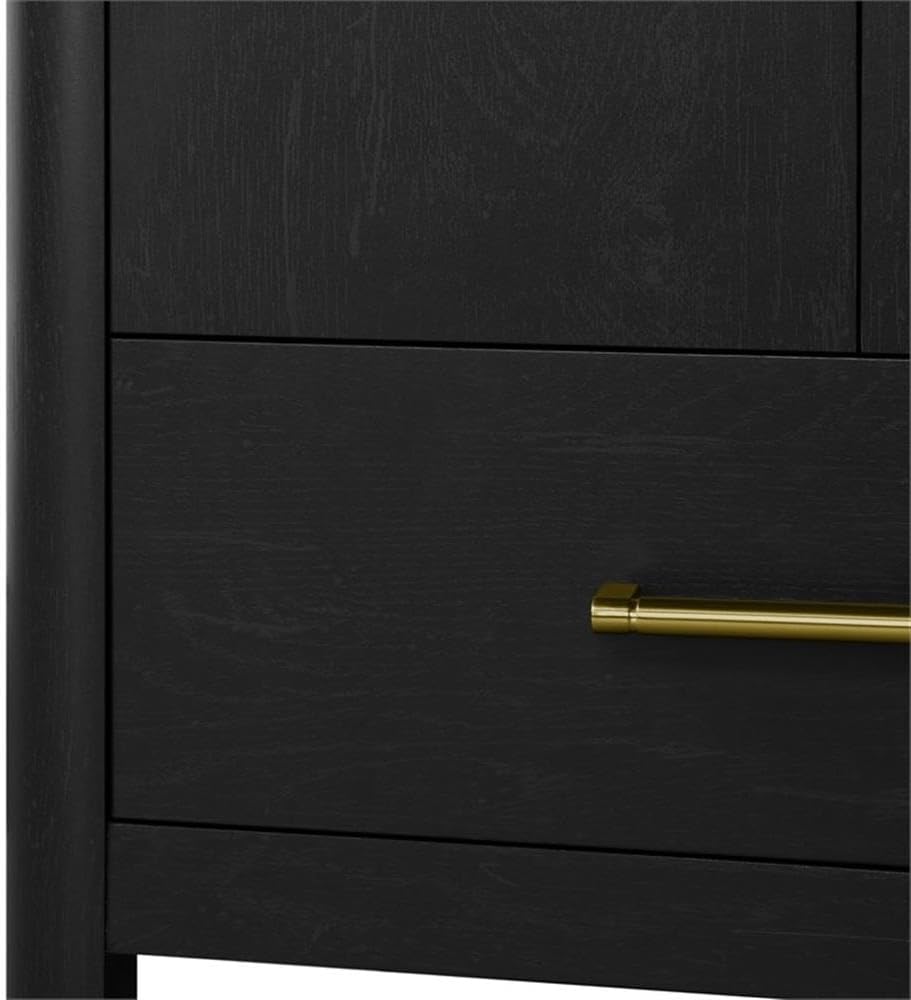 Pemberly Row 24' Bathroom Vanity, Matte Black Finish, Engineered Marble Countertop and Backsplash, Single Sink with Storage Cabinet and Drawer, Modern Freestanding Design for Small Bathroom or Guest