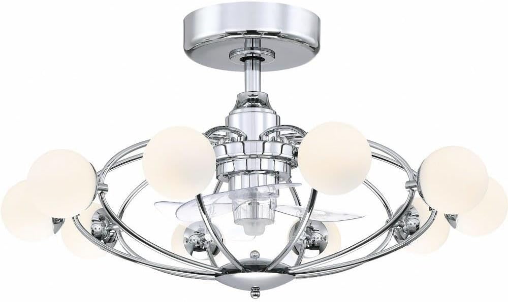 Fanimation Kerring 32 inch Indoor Ceiling Fan with LED Light Kit - Chrome with Clear Blades