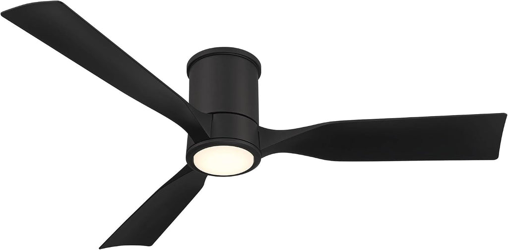 Casa Vieja 56' Keel Modern Indoor Outdoor Ceiling Fan 3 Blade LED Light Remote Control Matte Black Finish Blades Bedroom Patio Living Room Kitchen Porch Hugger Damp Rated Flush Mount Garage Exterior