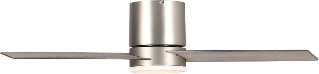Low Profile Ceiling Fans with Lights and Remote, 48 Inch Bedroom Ceiling Fans Flush Mount, Indoor/Outdoor Fans for Patios, Reversible 3 Blades, Noiseless, Color Temp Adjusted, DOE ETL Tested (Nickel)