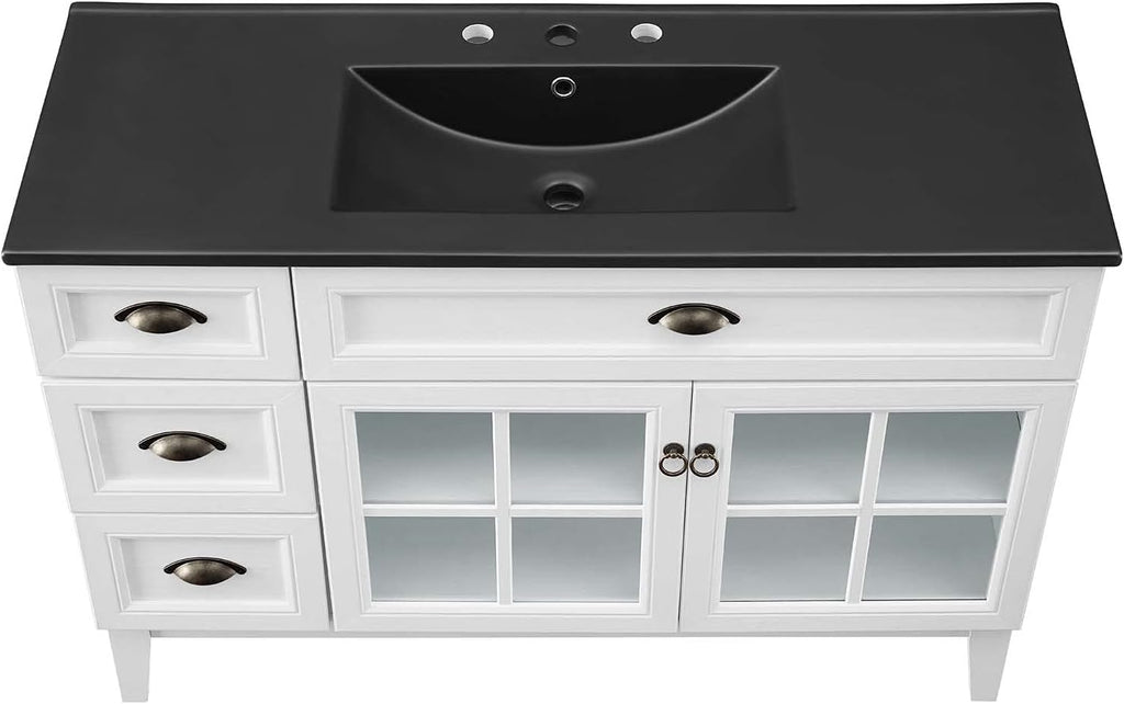 Sink Vanity Cabinet, Wood, White Black, Modern Contemporary, Hotel Bedroom Bathroom Master Suite