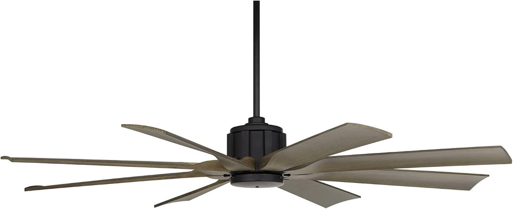 Possini Euro Design 60' Defender Industrial Rustic Indoor Outdoor Ceiling Fan with Remote Control Matte Black Hand-Painted Weathered Oak Damp Rated for Patio Exterior Porch Gazebo Garage Barn Roof