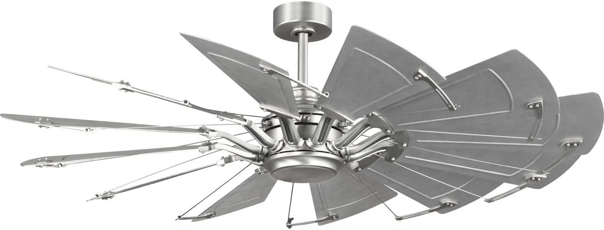 Progress Lighting P250098-081 Springer II - 12 Blade Ceiling Fan in Farmhouse Style-16.26 Inches Tall and 60 Inches Wide, Finish Color: Antique Nickel