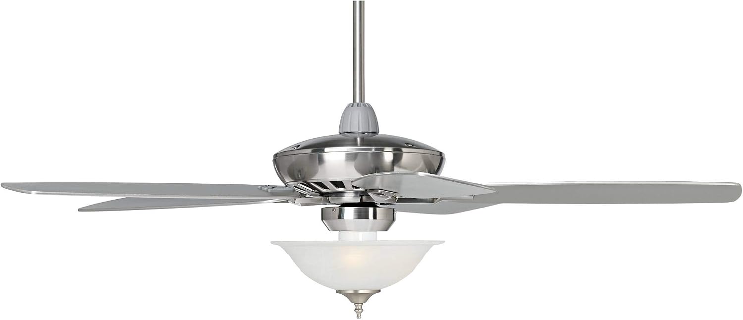 Casa Vieja 52' Journey Modern Indoor Ceiling Fan with LED Light Remote Control Brushed Nickel Alabaster Glass Dimmable for Living Room Kitchen Bedroom Kids Room Family Room Dining Room