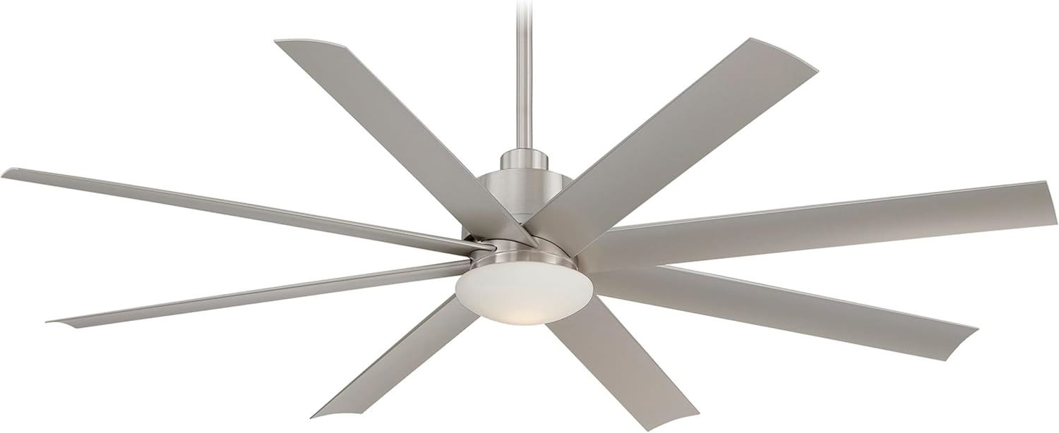 MINKA-AIRE F888L-BNW Slipstream 65 Inch Outdoor Ceiling Fan with Dimmable LED Light and DC Motor in Brushed Nickel Wet Finish