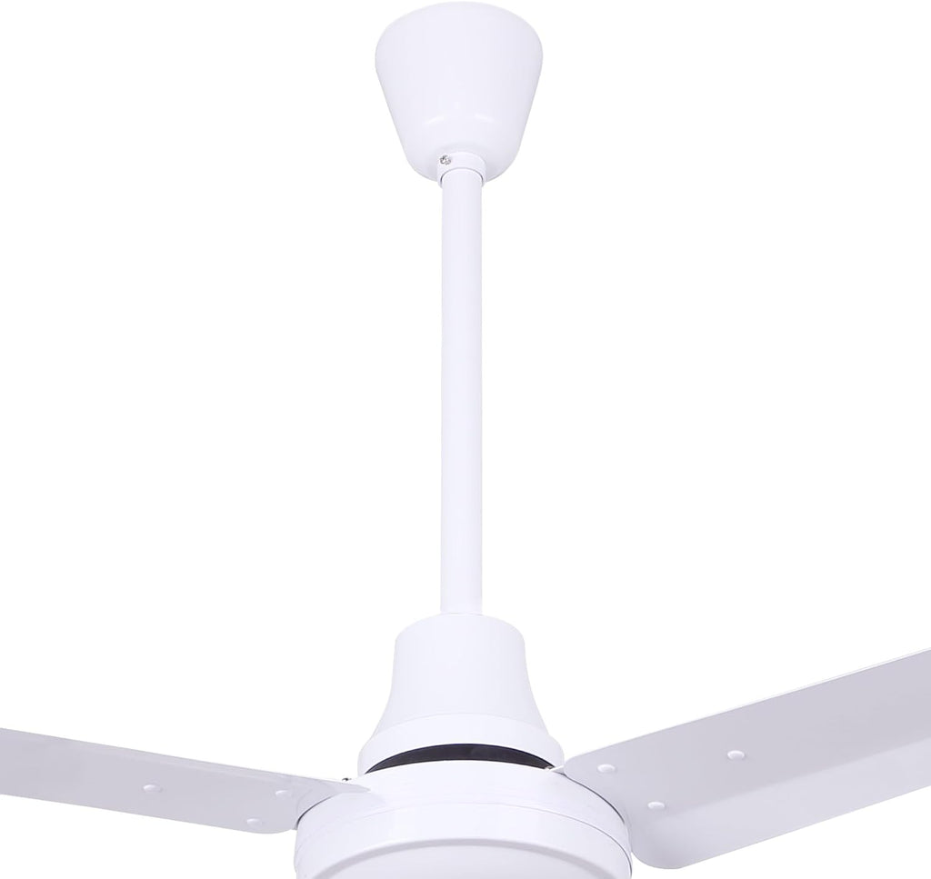 48' White Weatherproof Industrial Ceiling Fan – High-Performance DC Motor – Wall Control – Ideal for Outdoor Patios, Gyms & Warehouses