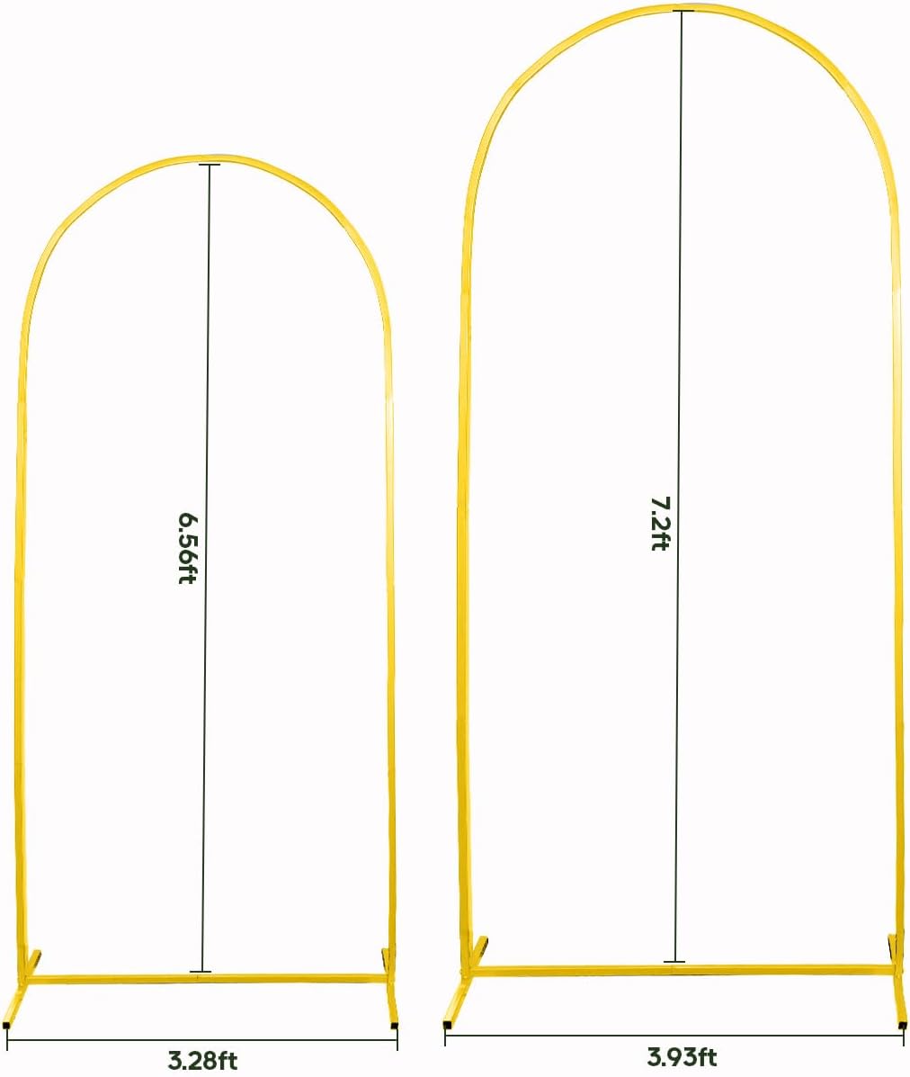 Metal Arch Backdrop Stand Set of 2 (7.2FT, 6.6FT) Wedding Arch Backdrop Stand,Gold Balloon Arch Stand for Wedding, Birthday Party, Baby Showers, Anniversaries, Graduation Decorations.