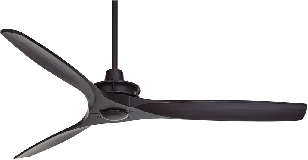Casa Vieja 52' Windspun Modern Indoor 3 Ceiling Fan with Remote Control Matte Black Solid Wood for Living Room Kitchen House Bedroom Family Dining Home Office