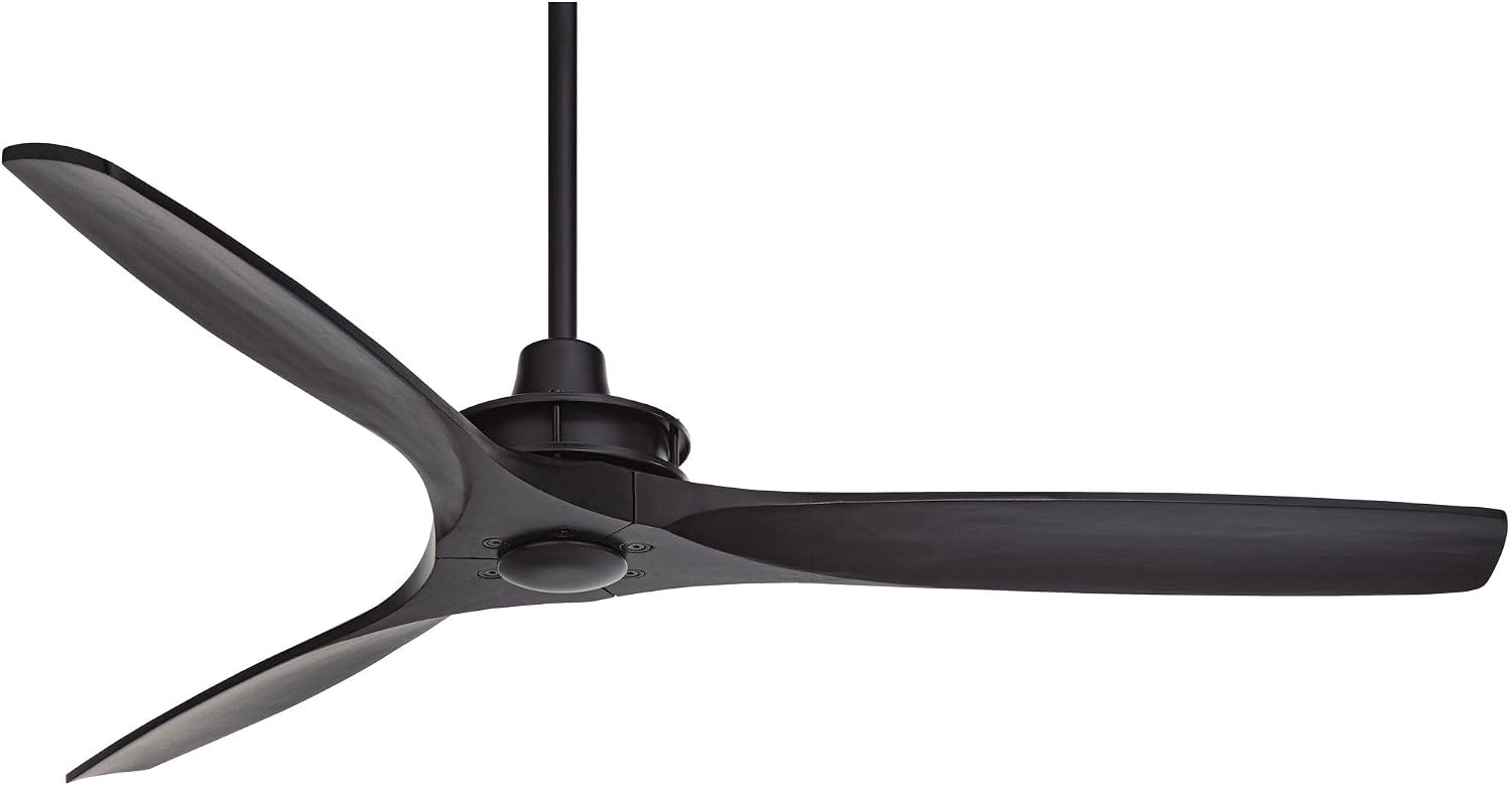 Casa Vieja 52' Windspun Modern Indoor 3 Ceiling Fan with Remote Control Matte Black Solid Wood for Living Room Kitchen House Bedroom Family Dining Home Office