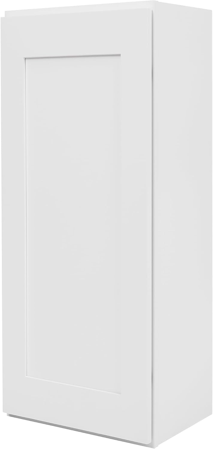 White Shaker Wall Cabinet - Ready to Assemble, Perfect for Kitchen, Laundry, and Bathroom Storage - 12' W x 36' H x 12' D