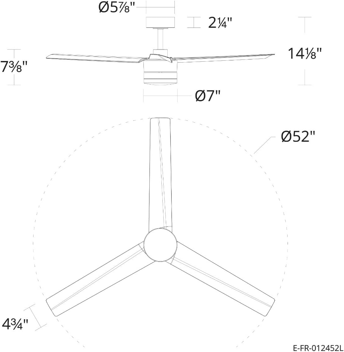 Breeze 52in 3-Blade Smart Ceiling Fan in Matte Black 2700K-6000K CCT Tunable Range LED Light Kit with Remote Control Works With iOS or Android App