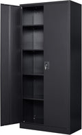 PEUKC Metal Garage Storage Cabinet, 71' Tool Cabinet with 4 Adjustable Shelves, Metal File Cabinets with Lockable Doors for Garage, Home Office, Gym, School, Utility Room (Black, Assemble Required)