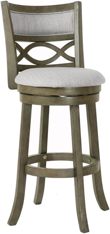 New Classic Furniture Manchester Counter Swivel Bar Stool with Open Back and Fabric Upholstered Seat & Back Rest, 29-Inch, Gray