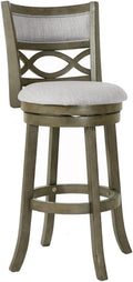 New Classic Furniture Manchester Counter Swivel Bar Stool with Open Back and Fabric Upholstered Seat & Back Rest, 29-Inch, Gray