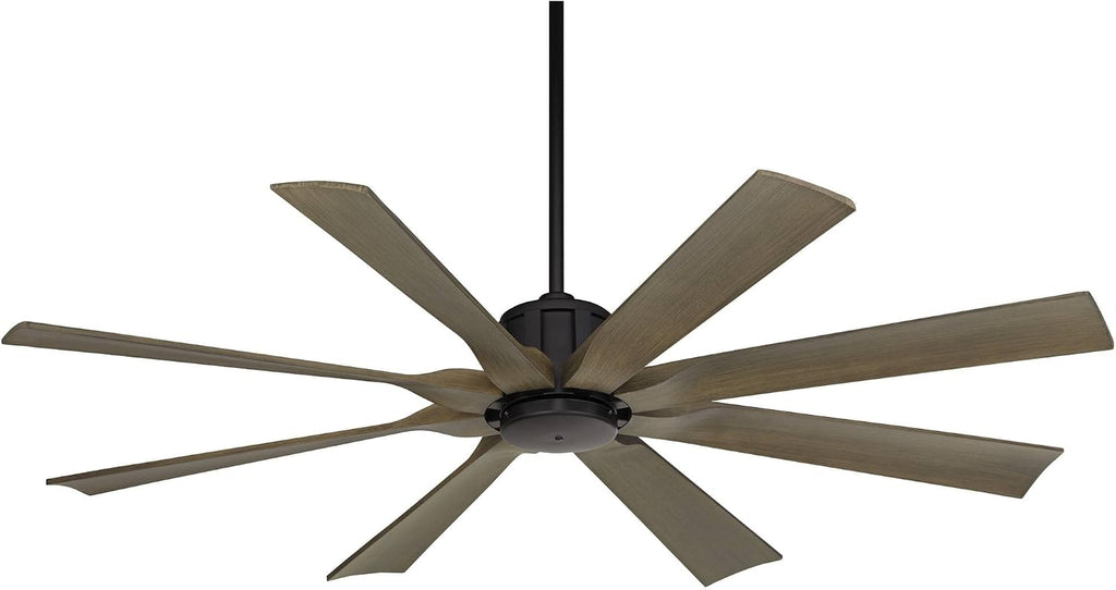 Possini Euro Design 60' Defender Industrial Rustic Indoor Outdoor Ceiling Fan with Remote Control Matte Black Hand-Painted Weathered Oak Damp Rated for Patio Exterior Porch Gazebo Garage Barn Roof
