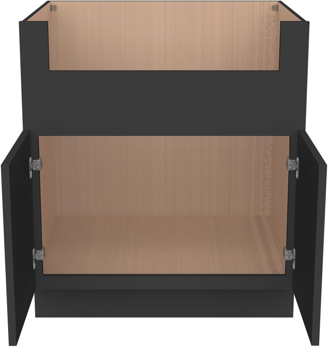 33 Inch RTA Kitchen Sink Base Cabinet - Solid Wood Shaker Style Farmhouse Cabinet with Soft Close Doors, Fits 24-30 Inch Undermount Sinks, Ready to Assemble (Black (Slim))