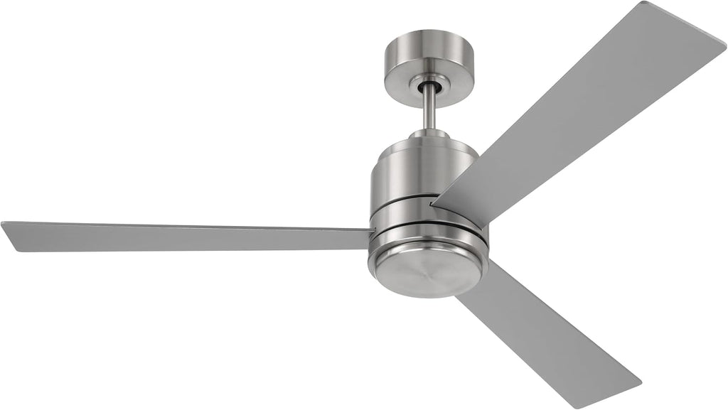 Craftmade McCoy 52' Indoor Ceiling Fan | 3-Blade Brushed Nickel | Integrated 18W Dimmable 3000K LED Light | Hardwired Wall Control, 4-Speed Reversible Motor | Rated for Indoors Only