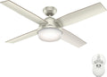 Hunter 52 inch Outdoor or Indoor Ceiling Fan with LED Light and Remote Control - Modern Ceiling Fan, Standard Mount, 4 Blades, For Patio, Porch, Garage, or Living Room - Dempsey 59450, Matte Nickel