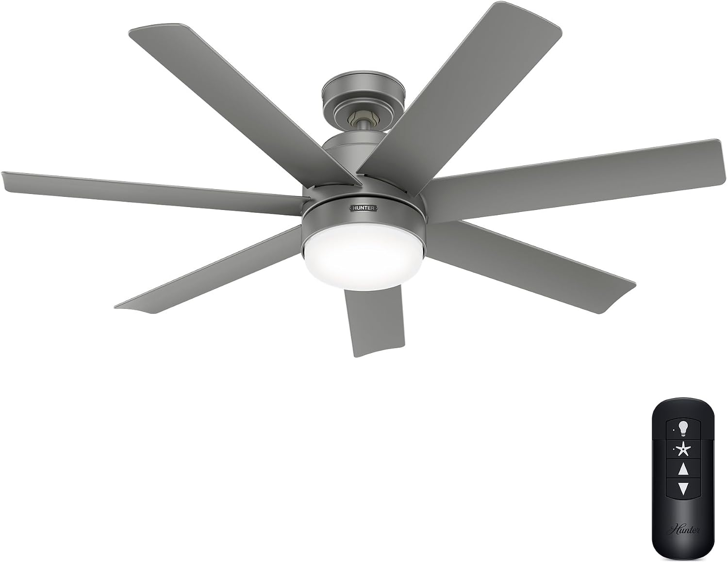 Hunter Brazos Outdoor with LED Light 52 inch Matte Silver - Matte Silver