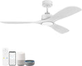 Hoenofly 52' Wood Smart Ceiling Fans with Lights Remote,Quiet DC Motor,Outdoor Indoor Ceiling Fan,Voice Control via WIFI Alexa App,Dimmable,Modern White Lighting& Ceiling Fan for Bedroom Patio Porch