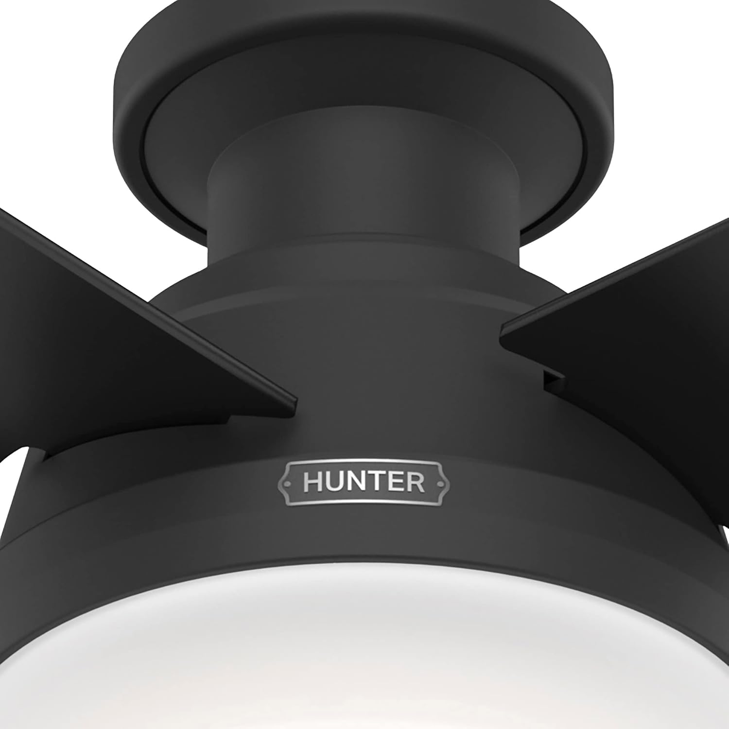 Hunter 52 inch Indoor Ceiling Fan with LED Light and Remote Control - Black Modern Ceiling Fan, Low Profile Mount, 4 Blades, for Bedroom, Living Room, or Kitchen, Quiet - Dempsey 52389, Matte Black