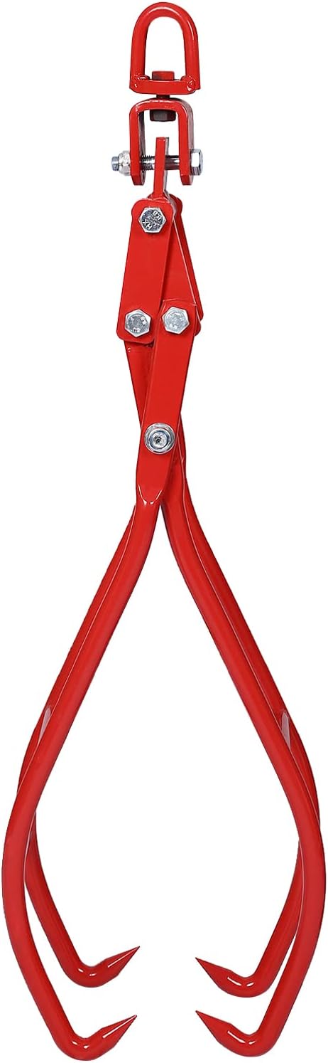 36' 4 Claw Heavy Duty Log Lifting Tongs, Timber Log Lifting Tongs Solid Steel, Swivel Dragging Steel Tongs Log Lifting, Handling, Dragging & Carrying Tool for Wood Logging Equipment Lifting Clamps