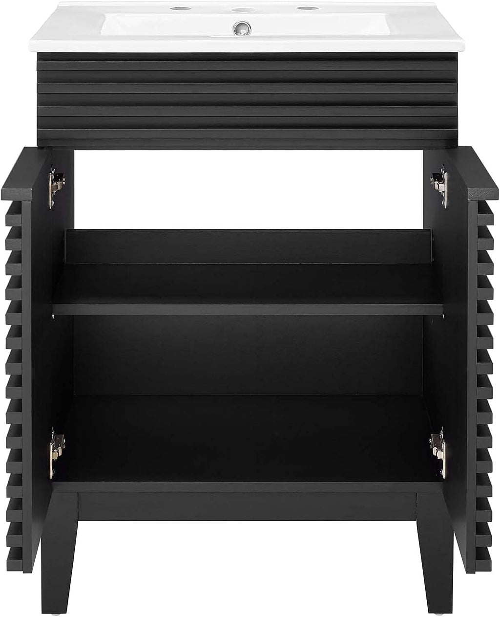 Sink Vanity Cabinet, Wood, Black White, Modern Contemporary, Hotel Bedroom Bathroom Master Suite