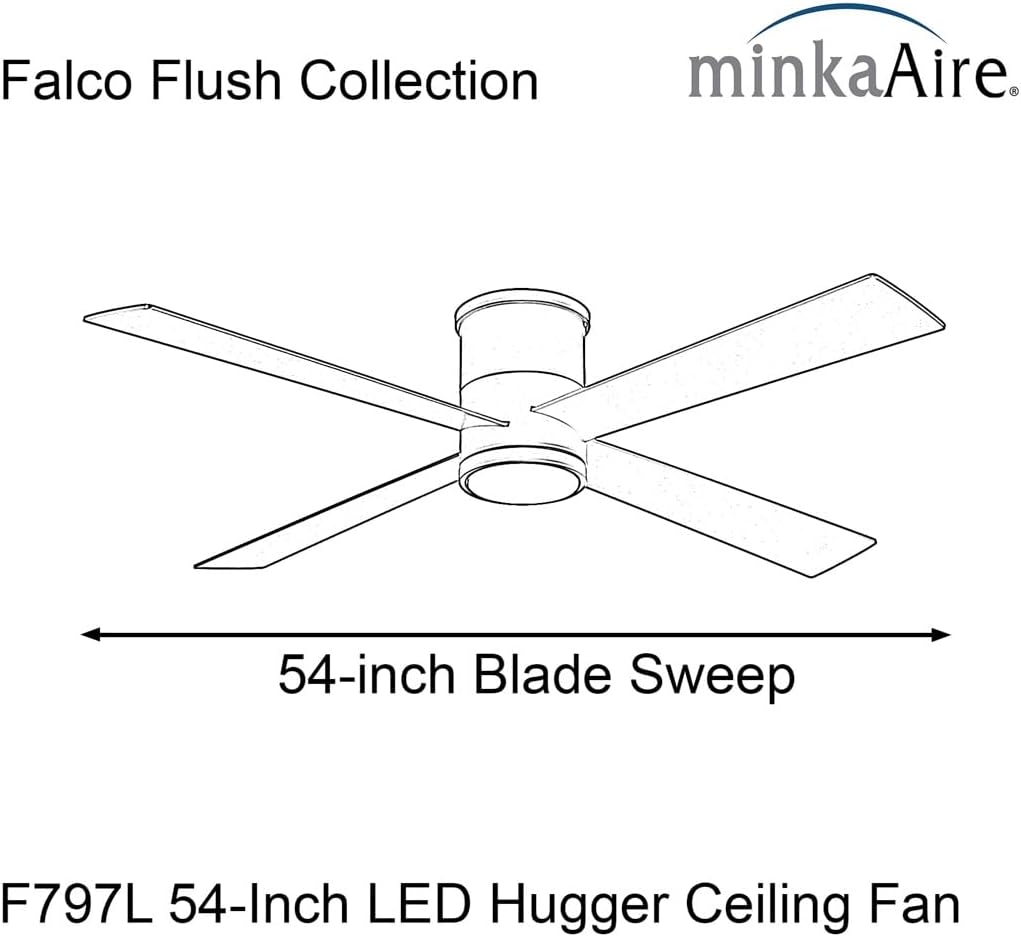 MINKA-AIRE F797L-BN/SL Falco 54' 4-Blade LED Flush Mount Ceiling Fan - Brushed Nickel and Silver Finish Blades with Etched Lens
