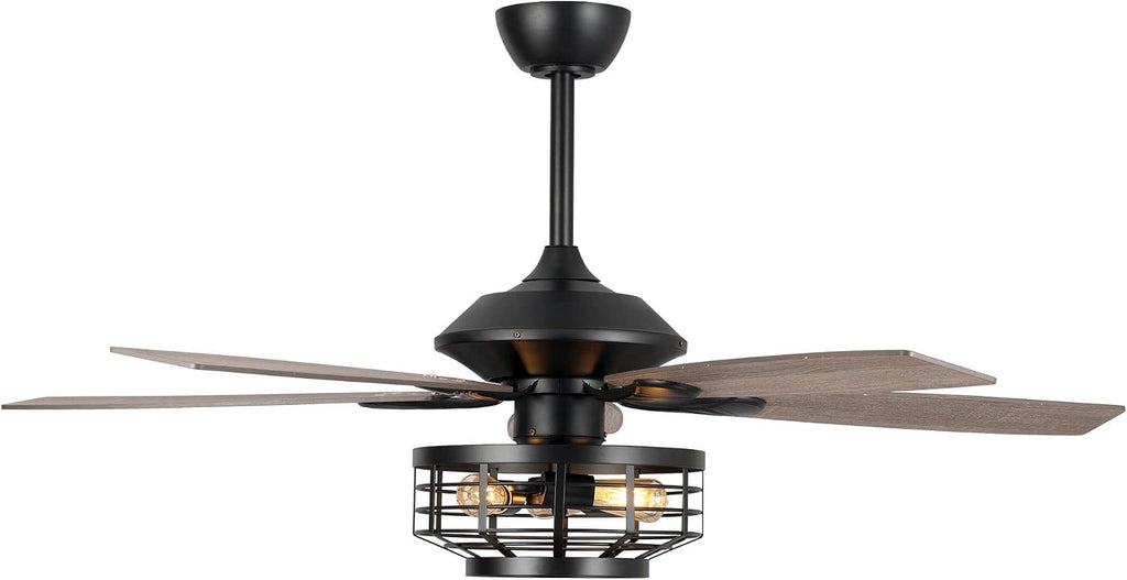 Parrot Uncle Ceiling Fans with Lights and Remote 52 Inch Black Ceiling Fan with Light Farmhouse Outdoor Ceiling Fans for Patios Covered