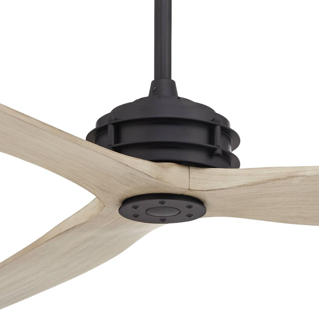 Casa Vieja 62' Coronado Aire Modern Country Cottage Core Indoor Outdoor Ceiling Fan 3 Blade Remote Control Matte Black Finish Motor White Oak Finish Blades Bedroom Patio Damp Rated Decorative