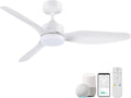 Hoenofly 48 Inch Smart Ceiling Fans with Lights Remote Control,Dimmable LED Light,Outdoor Indoor Modern Ceiling Fan,Quiet DC Motor,WIFI Alexa App Workable,Matte White for Bedroom Living Room Patio