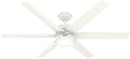 Hunter 60 inch Outdoor or Indoor Ceiling Fan with LED Light - White Ceiling Fan with Wall Control, For Patio, Garage, or Porch, Quiet, Standard Mount, 6 Blades - Skysail 52370, Fresh White