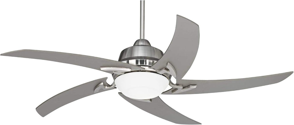 Casa Vieja 52' Capri Modern Indoor Ceiling Fan with LED Light Remote Control Brushed Nickel Silver White Opal Glass for Living Kitchen House Bedroom Family Dining Home Office Kids Room - 6' Downrod