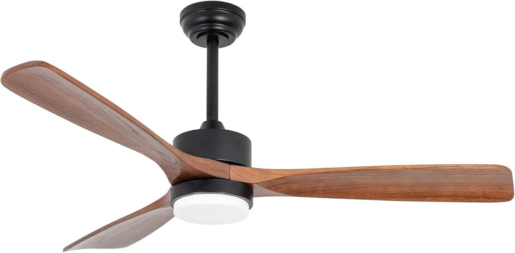 52 inch Wood Ceiling Fans with Lights, Modern Ceiling Fan with Lights and Remote Control for Patios, 3 Color light, 6 Speed，DC Motor for Living Room Bedroom Outdoor