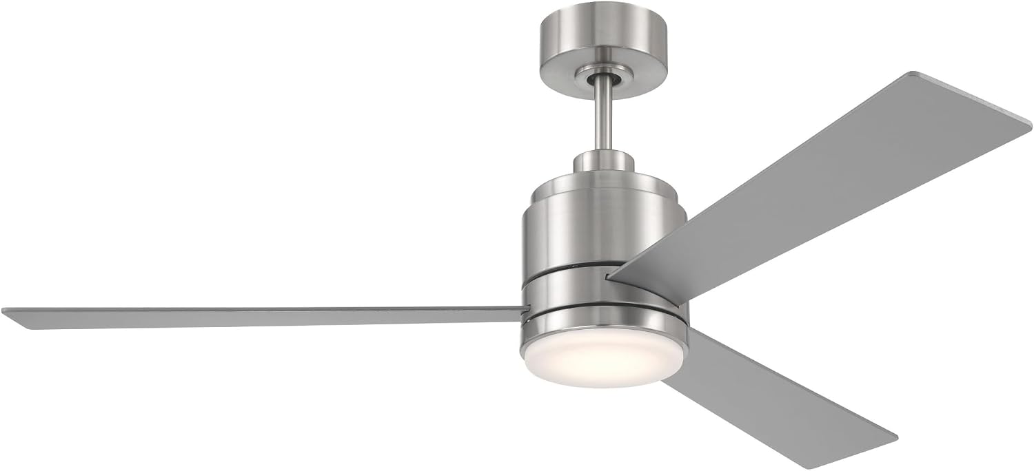 Craftmade McCoy 52' Indoor Ceiling Fan | 3-Blade Brushed Nickel | Integrated 18W Dimmable 3000K LED Light | Hardwired Wall Control, 4-Speed Reversible Motor | Rated for Indoors Only