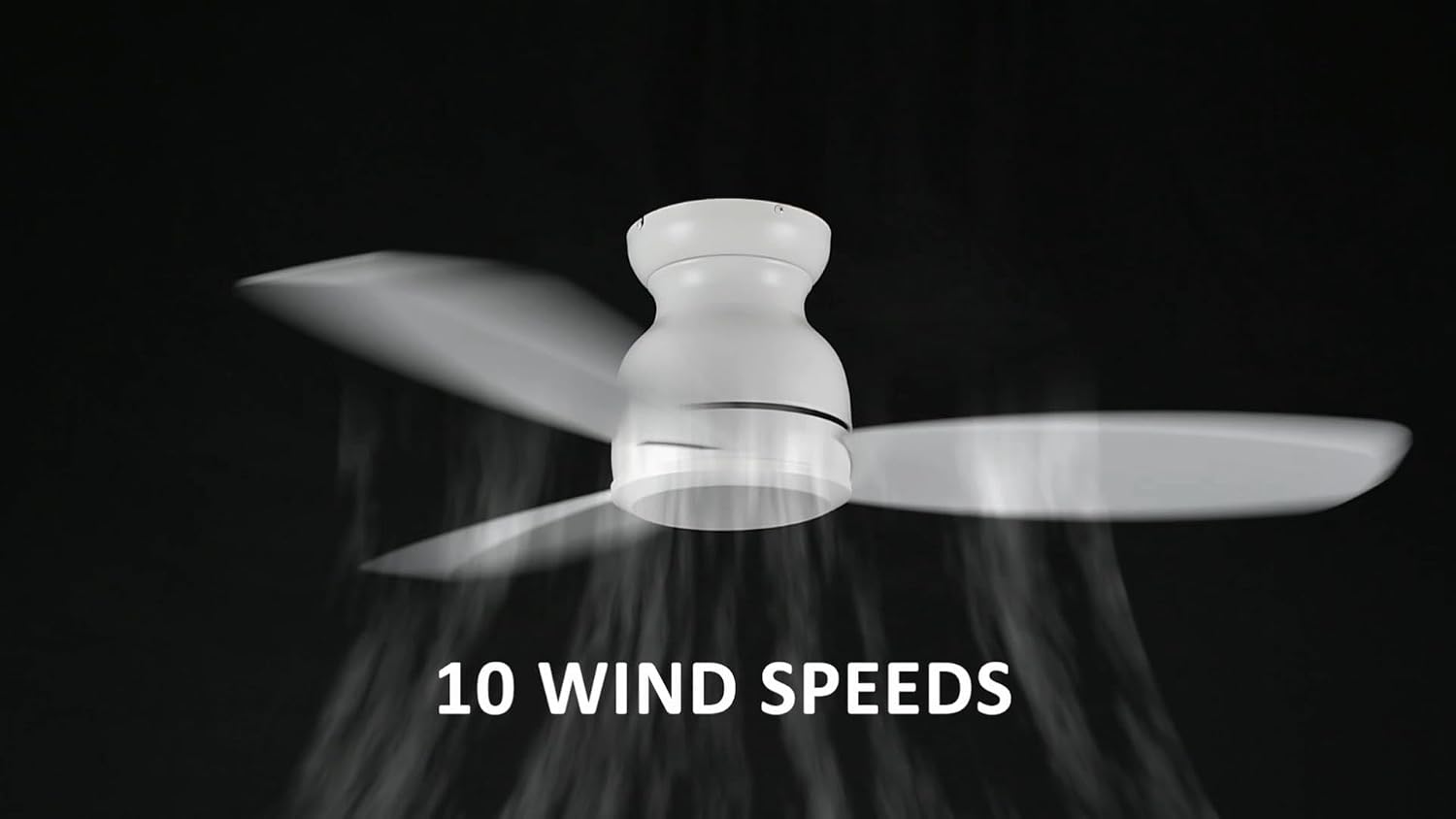 CEME 48 Inch Flush Mount Ceiling Fan without Lights, White Ceiling Fan with Remote Low Profile, 10-Speed Reversible DC Motor, 3 Dual Finish Blades, Indoor for Bedroom