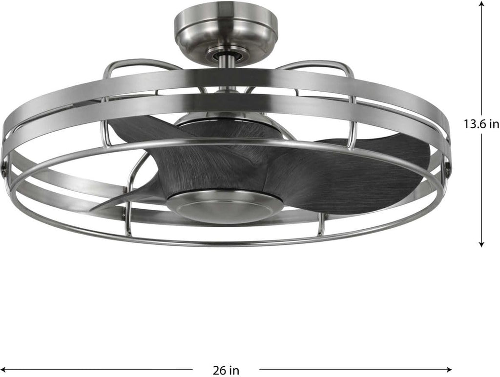 Progress Lighting P250096-009 Bastrop 26' Damp Rated Ceiling Fan, Brushed Nickel