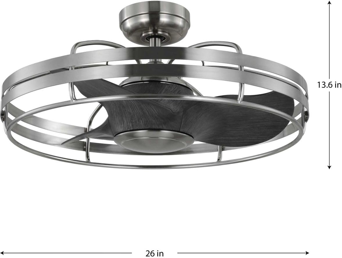Progress Lighting P250096-009 Bastrop 26' Damp Rated Ceiling Fan, Brushed Nickel