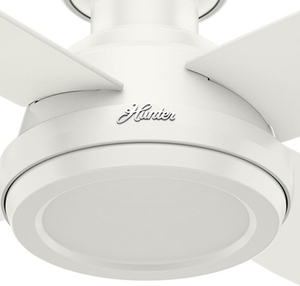 Hunter Fan 52 inch Contemporary Low Profile No Light Fresh White Ceiling Fan with Remote Control (Renewed)