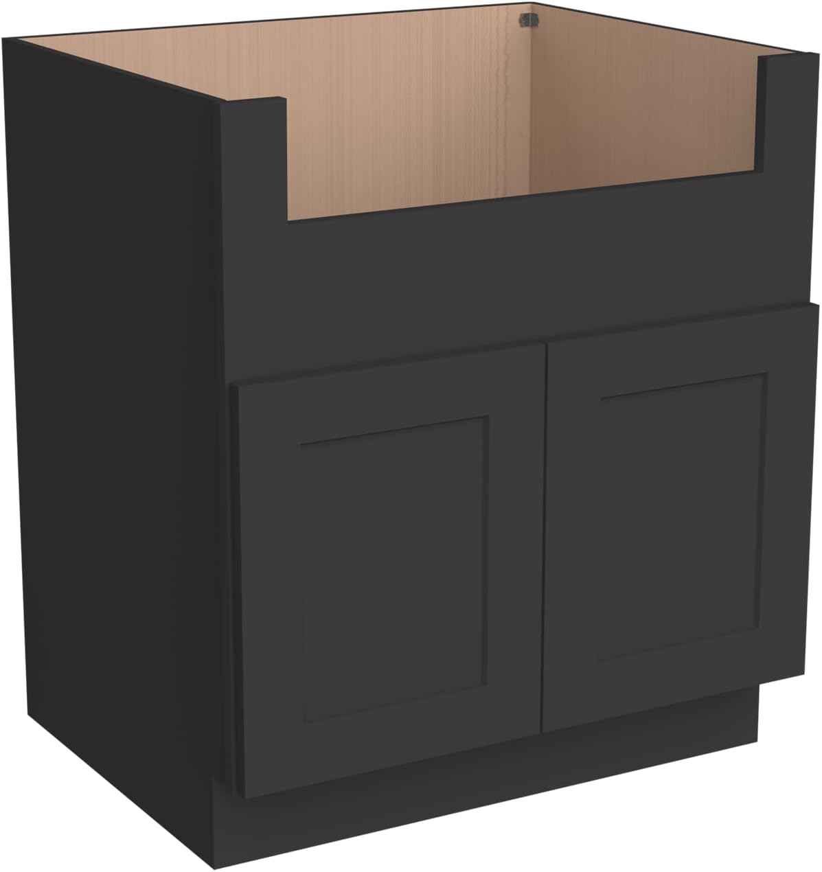 33 Inch RTA Kitchen Sink Base Cabinet - Solid Wood Shaker Style Farmhouse Cabinet with Soft Close Doors, Fits 24-30 Inch Undermount Sinks, Ready to Assemble (Black)