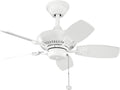 Kichler Canfield 30' Ceiling Fan in White, 5-Blade Indoor/Outdoor Fan with Pull Chain Controls, (30' W x 15' H), 300103WH