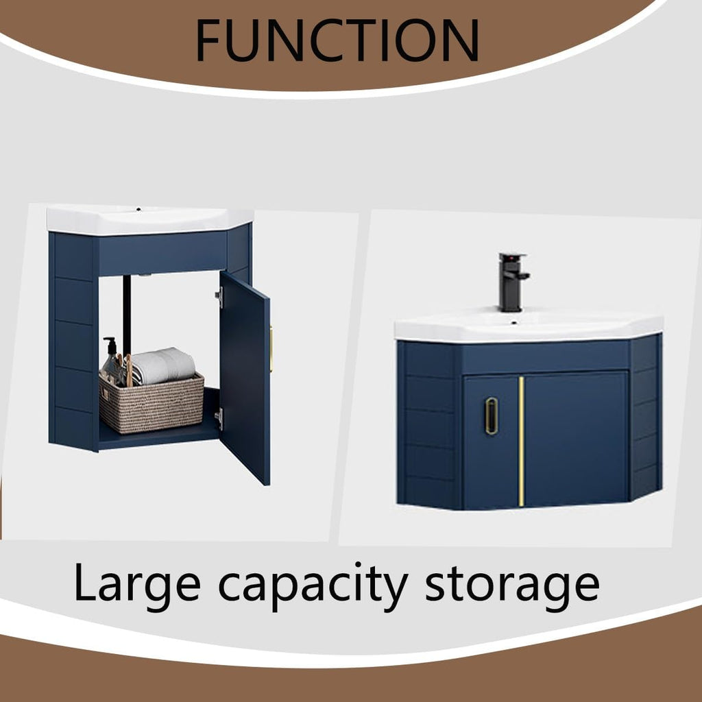 Modern Corner Bathroom Vanity， Bathroom Vanity Cabinet with Sink Set，Wall Mounted Bathroom Vanity Cabinet ，for Guest Baths Master Suites or Rental Units(14in)