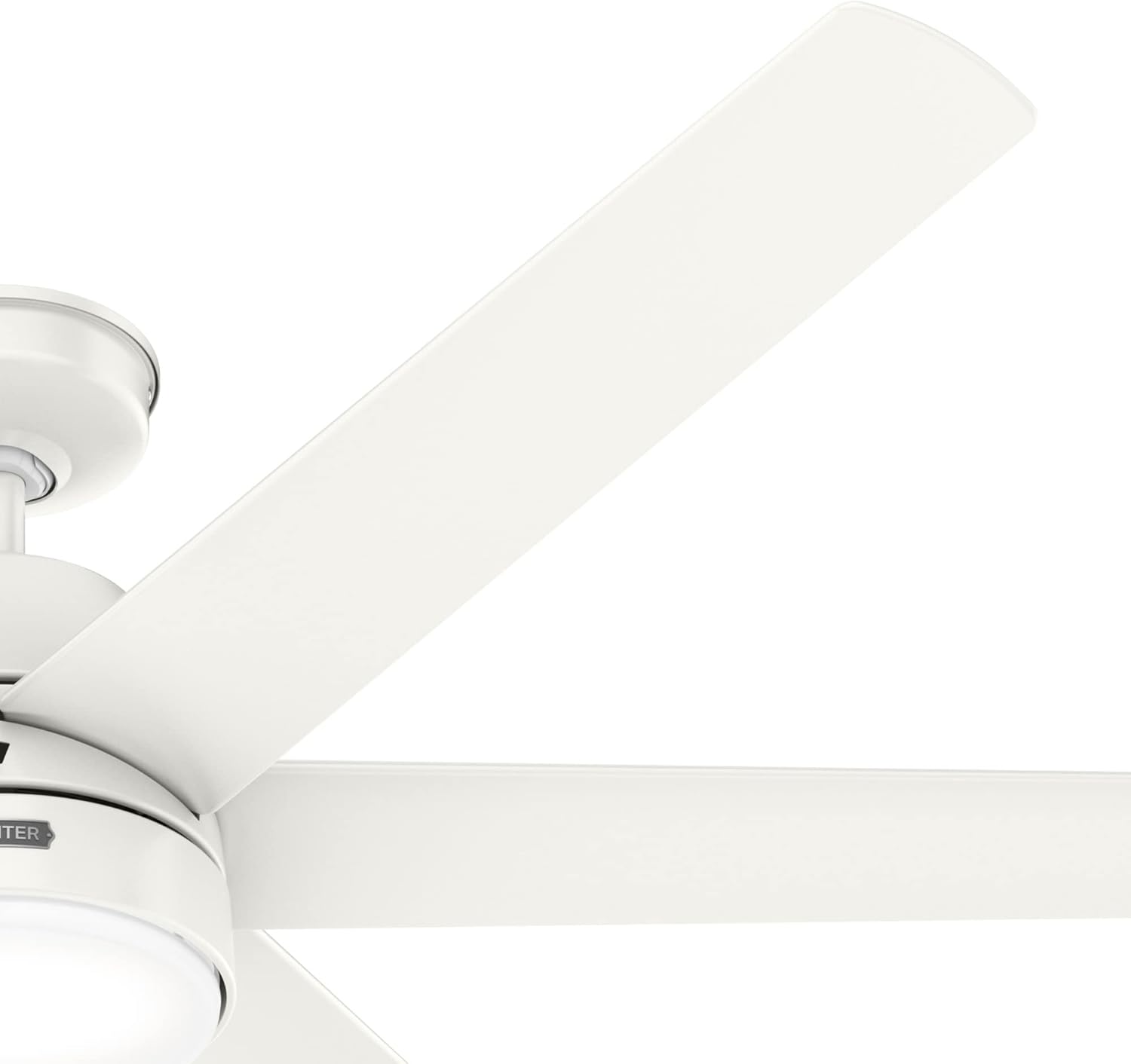 Hunter 60 inch Outdoor or Indoor Ceiling Fan with LED Light - White Ceiling Fan with Wall Control, For Patio, Garage, or Porch, Quiet, Standard Mount, 6 Blades - Skysail 52370, Fresh White