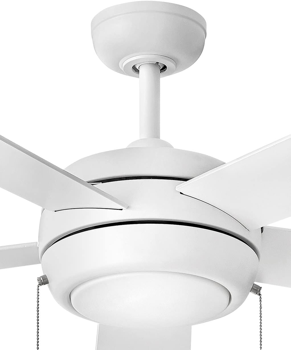 Hinkley Croft 52' Indoor Ceiling Fan with Light, Pull Chain Operation, Reversible Wooden Fan Blades, Integrated LED, Chalk White