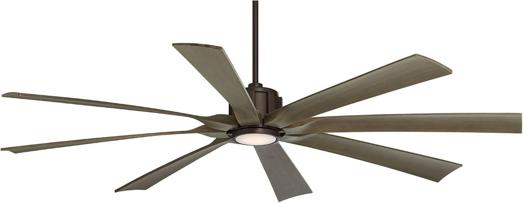 Possini Euro Design 70' Defender Large Farmhouse Rustic Indoor Outdoor Ceiling Fan 8 Blade LED Light Remote Control Oil Rubbed Bronze Motor Oak Finish Blades Bedroom Patio Living Room Damp Rated